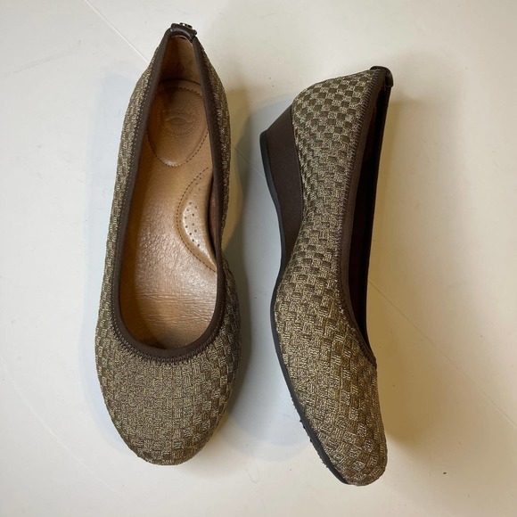 Nurture Metallic Bronze Basketweave Slip On Flats Shoes, 7.5M - Picture 3 of 8